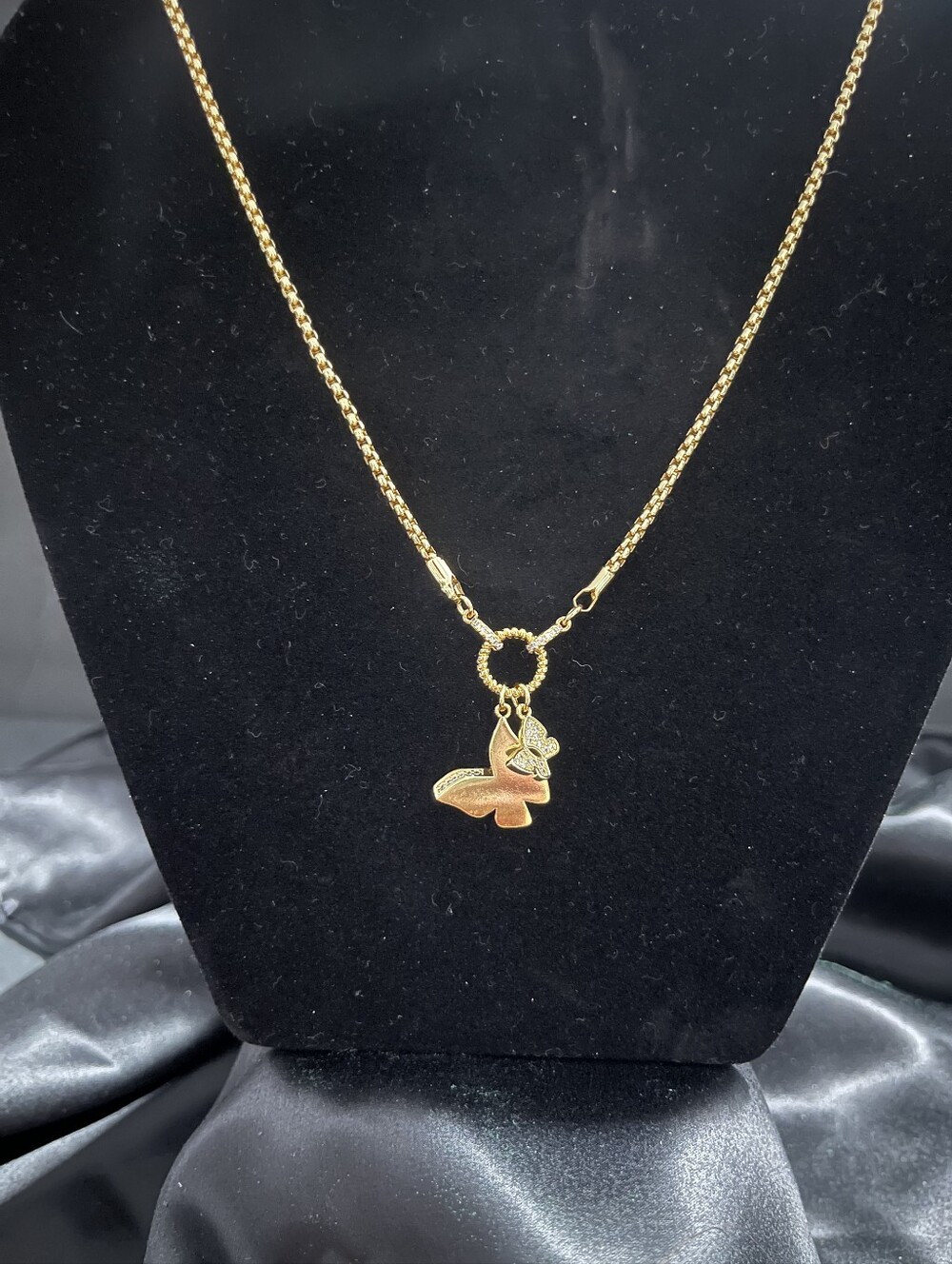 Gold-Filled Double Butterfly Pendant Necklace 20"- 22"